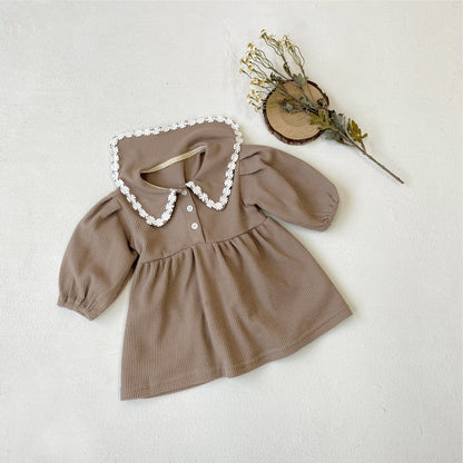MyKids-USA® Autumn Arrival Baby Kids Girls Princess Long Sleeves Flowers Lace Trim Dress