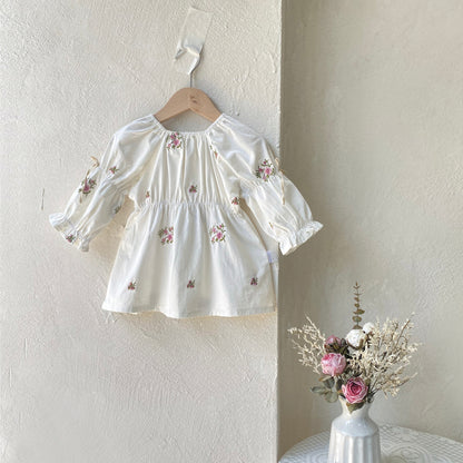MyKids-USA® Autumn Flowers Pattern Baby Kids Girls Princess Long Sleeves Dress