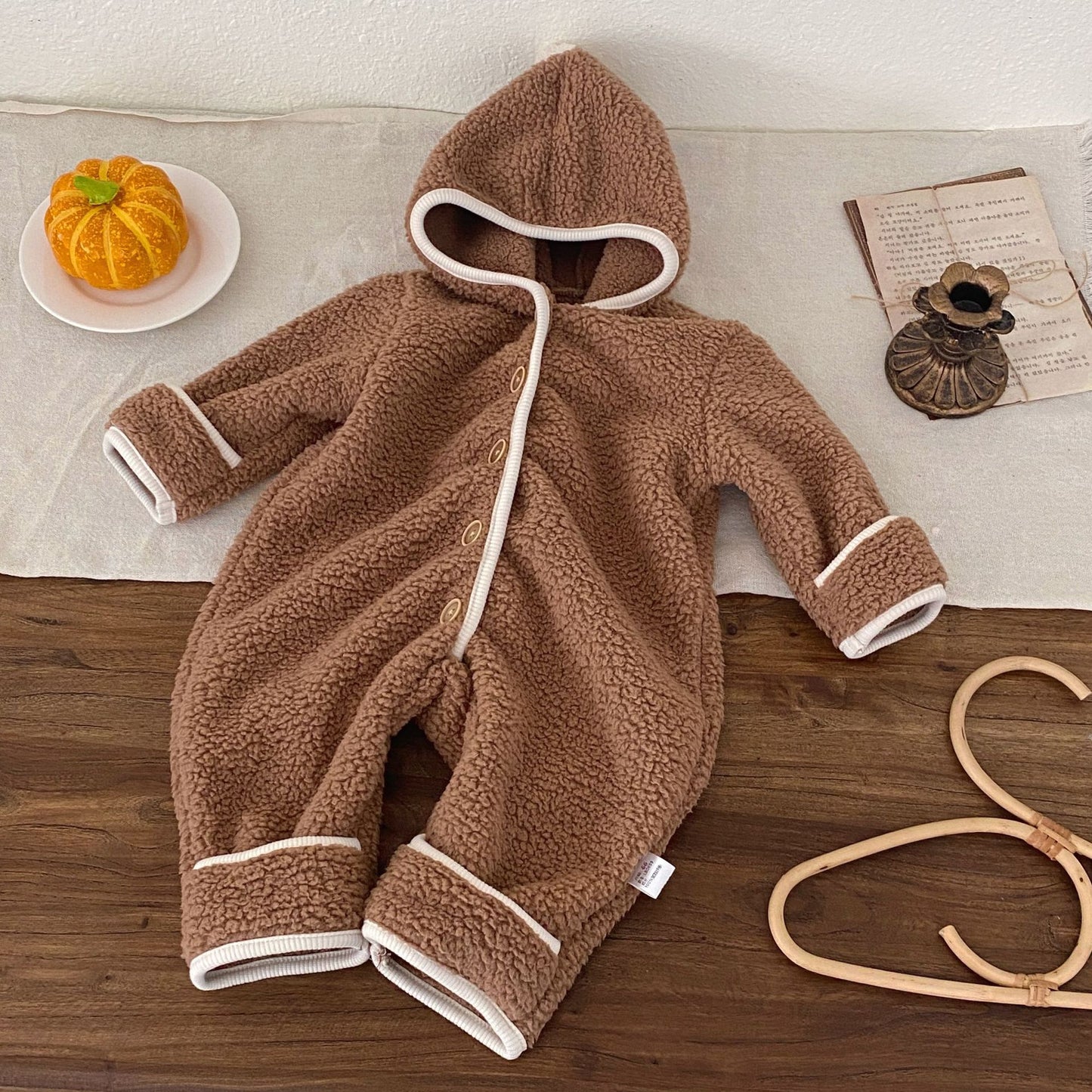 Winter and Autumn Arrival Baby Unisex Long Sleeves Color Patchwork Fluffy Rompers, MyKids-USA®, Baby One-Pieces, MyKids-USA - Size/Age - 66 (3-6M) - Color - Coffee -  -  - TR2510292244-A