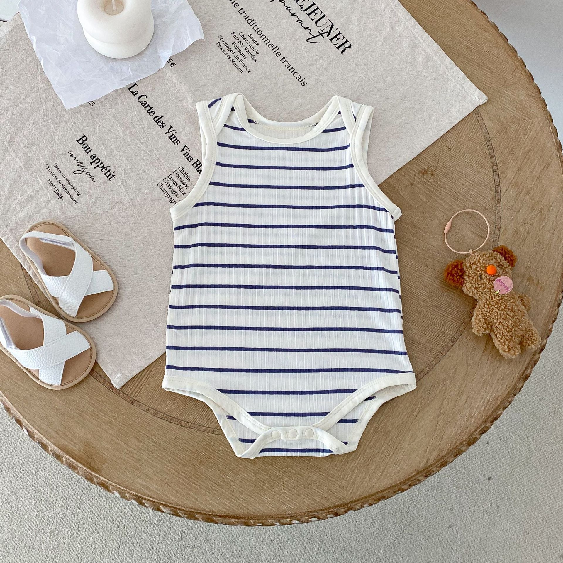 Hot Selling Summer Baby Kids Unisex Striped Pattern Sleeveless Onesies, MyKids-USA®, Baby One-Pieces, MyKids-USA - Size/Age - 66 (3-6M) - Color - Blue -  -  - TR2505190950-A