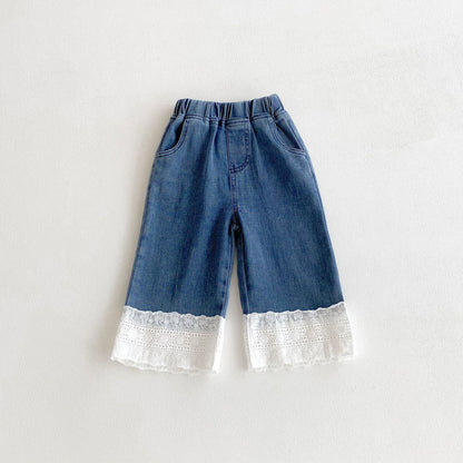Autumn and Spring Arrival Casual American Style Lace Color Patchwork Denim Pants Wholesale for, MyKids-USA®, Jeans, MyKids-USA - Size/Age - 90 (12-24M) - Color - Blue -  -  - TR2511042256-A