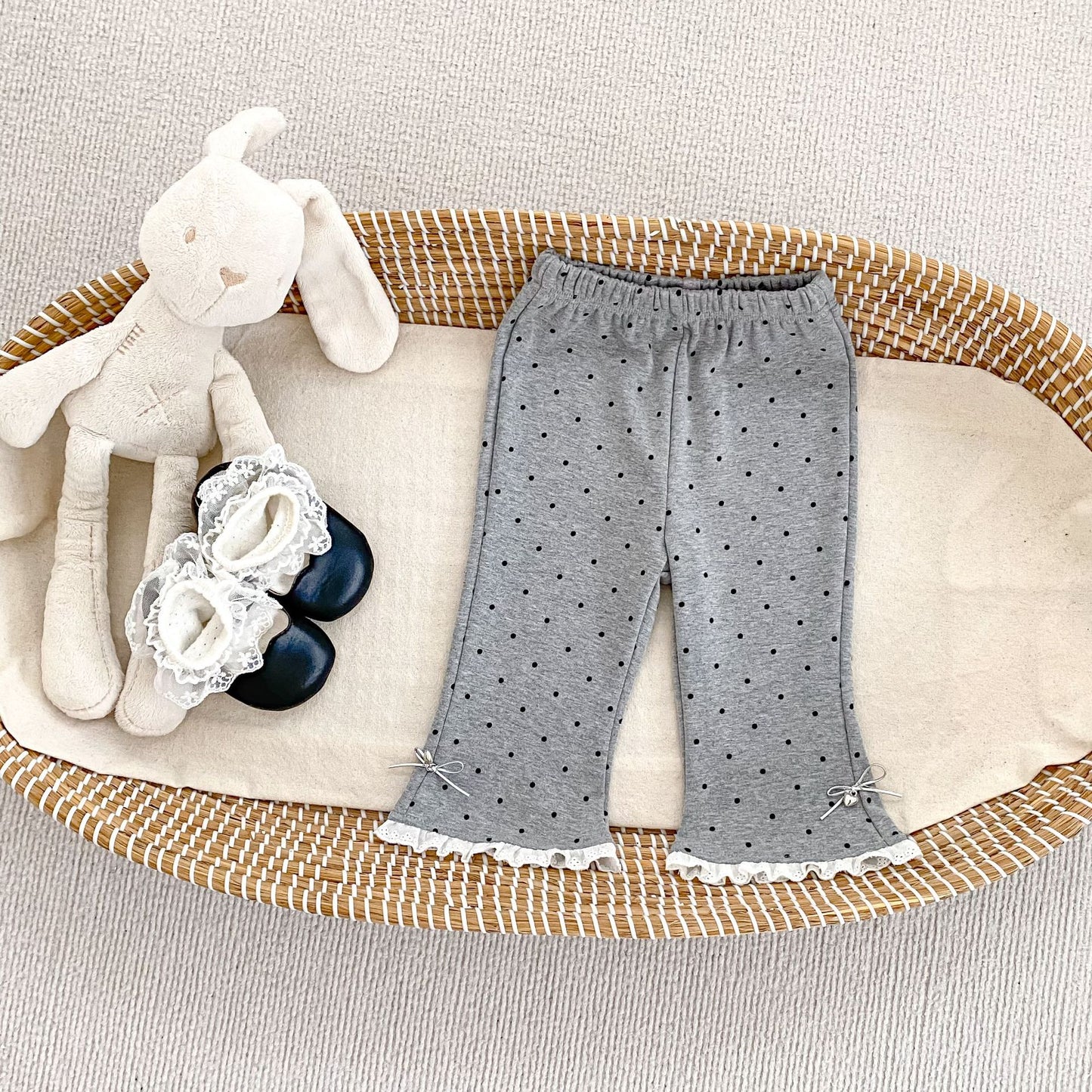 MyKids-USA® Autumn Arrival Baby Girls Dots Pattern Lace Trim Cute Pants