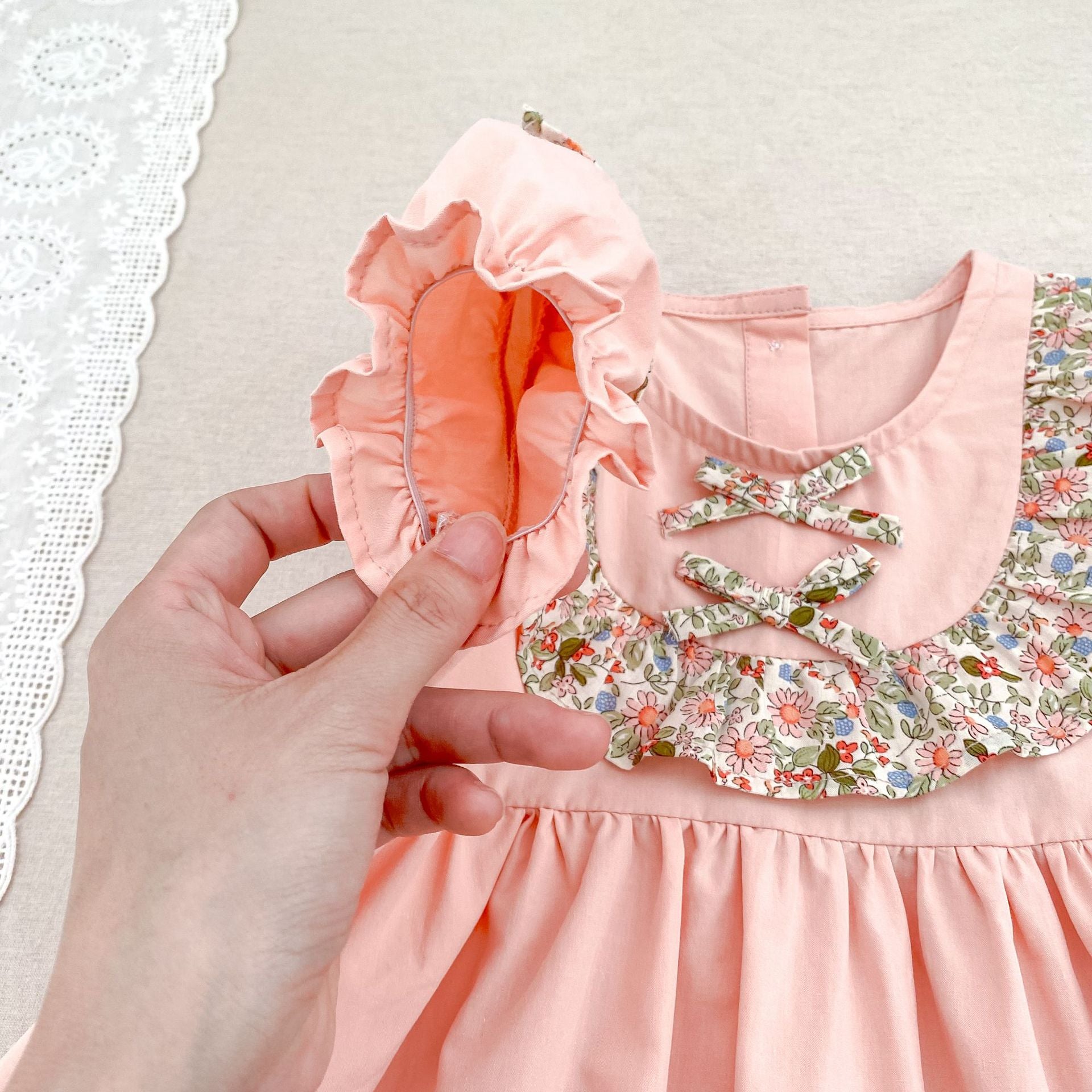 Summer Baby Girls French-style Flowers Pattern Short Sleeves Color Patchwork Onesies and Dress – Princess Sister Matching Set, MyKids-USA®, Baby & Toddler Dresses, MyKids-USA -  -  -  -  -  -  - 