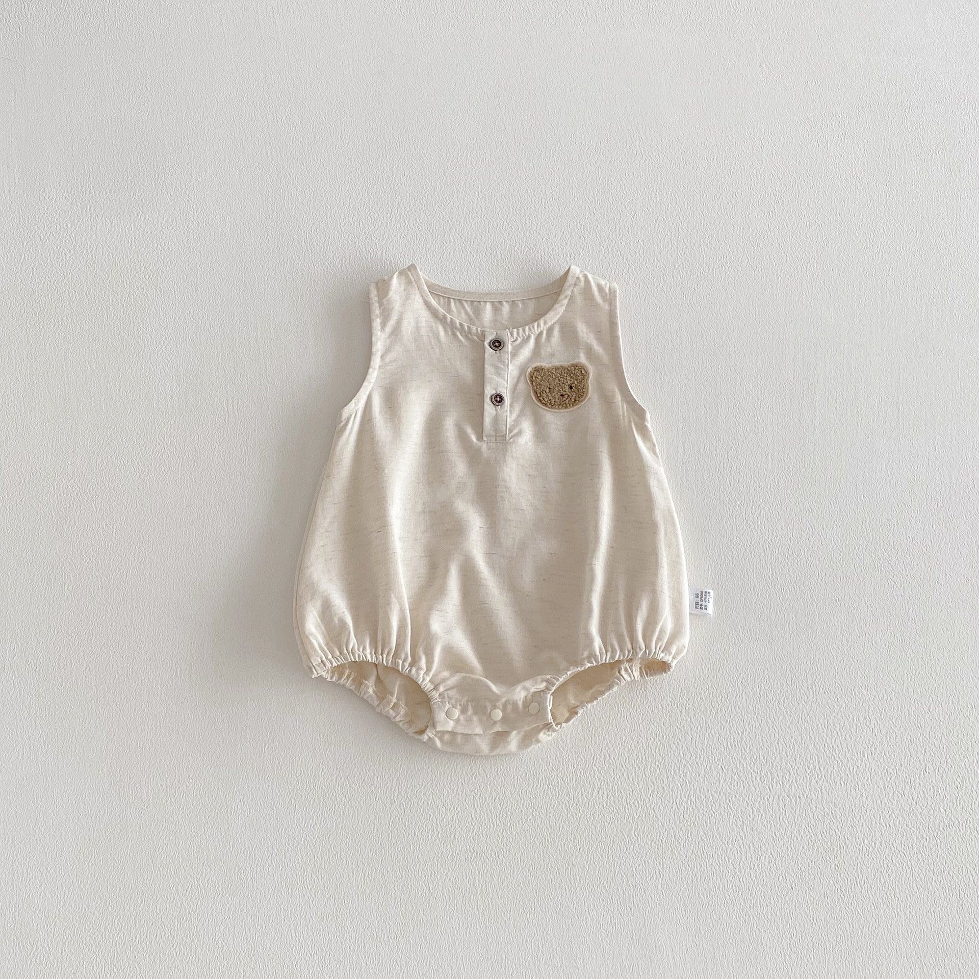 Arrival Summer Baby Girls Teddy Bear Pattern Sleeveless Bodysuit, MyKids-USA®, Baby One-Pieces, MyKids-USA - SizeAge - 66 (3-6M) - Color - Beige -  -  - TR2602081546-A.