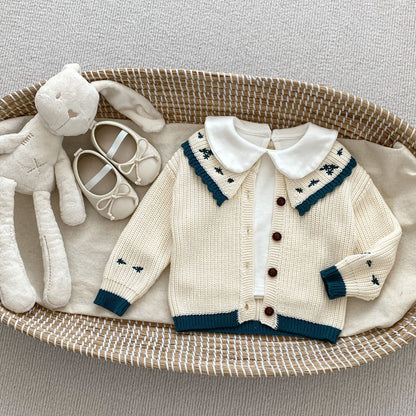Infant Baby Girls Embroidery Long Sleeve Knit Cardigan Knitwear