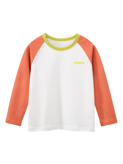 Autumn Baby Kids Girls Letters Pattern Print Long Sleeves Crew Neck Color Patchwork Top Shirt, MyKids-USA®, Baby & Toddler Tops, MyKids-USA - Size/Age - 90 (12-24M) - Color - Orange -  -  - TR2508242204-B