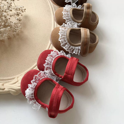 Spring and Autumn Baby Girl Fashion Lace Trim Decorated Toddler Soft-Sole Anti-slip Walking Shoes, MyKids-USA®, First Steps & Crawlers, MyKids-USA -  -  -  -  -  -  - 