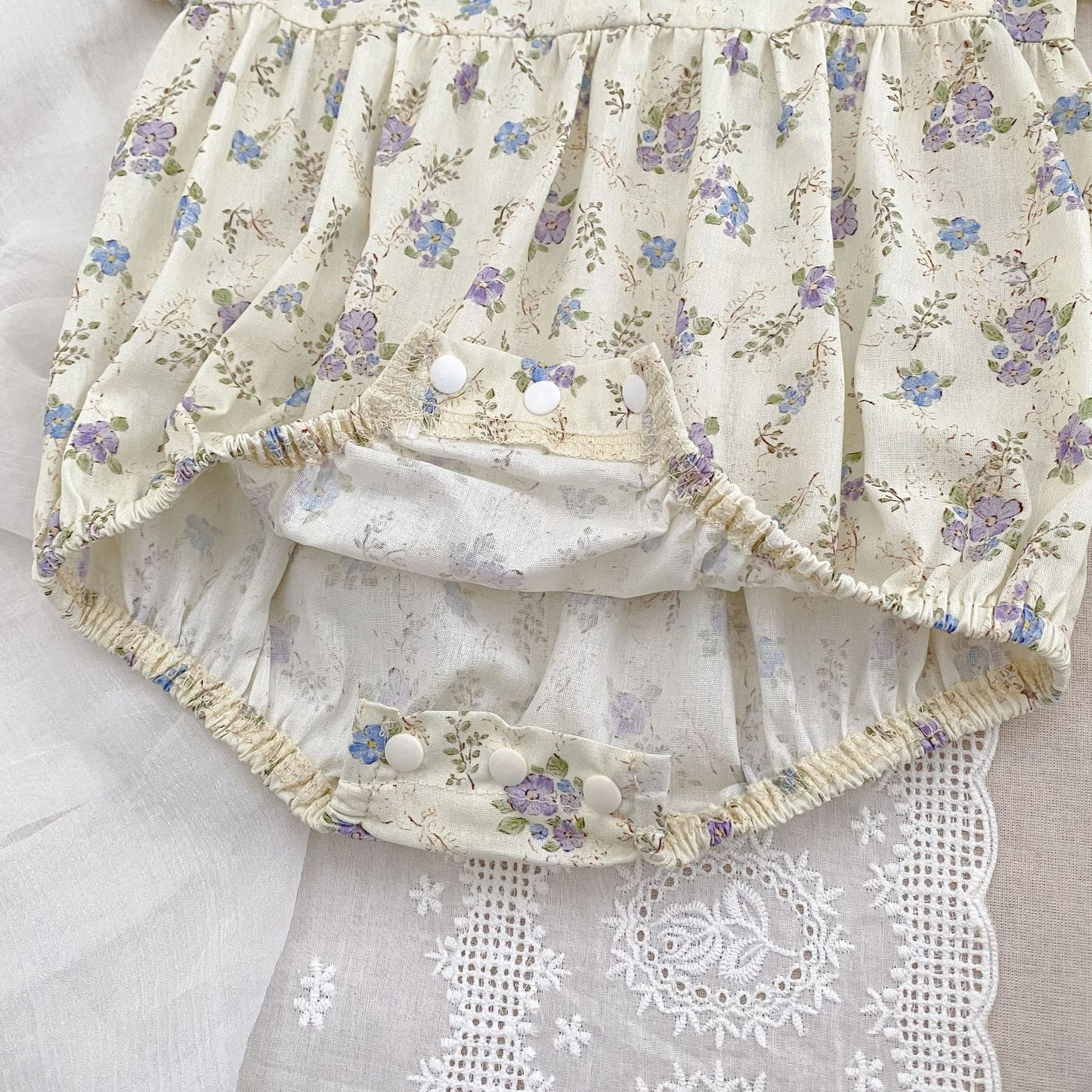 Summer Arrival Baby Girls Vintage Short Sleeves Floral Pattern bodysuit with Hollow-out Collar, MyKids-USA®, Baby One-Pieces, MyKids-USA -  -  -  -  -  -  - .
