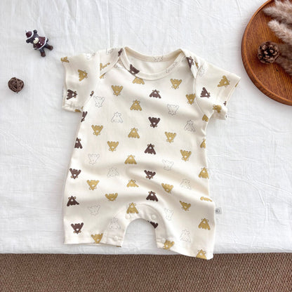 Summer Arrival Baby Boys and Girls Short Sleeves Crew Neck Animals Cartoon Pattern Rompers, MyKids-USA®, Baby One-Pieces, MyKids-USA - SIze/Age - 66 (3-6M) - Color - Apricot -  -  - TR2603212029-A.