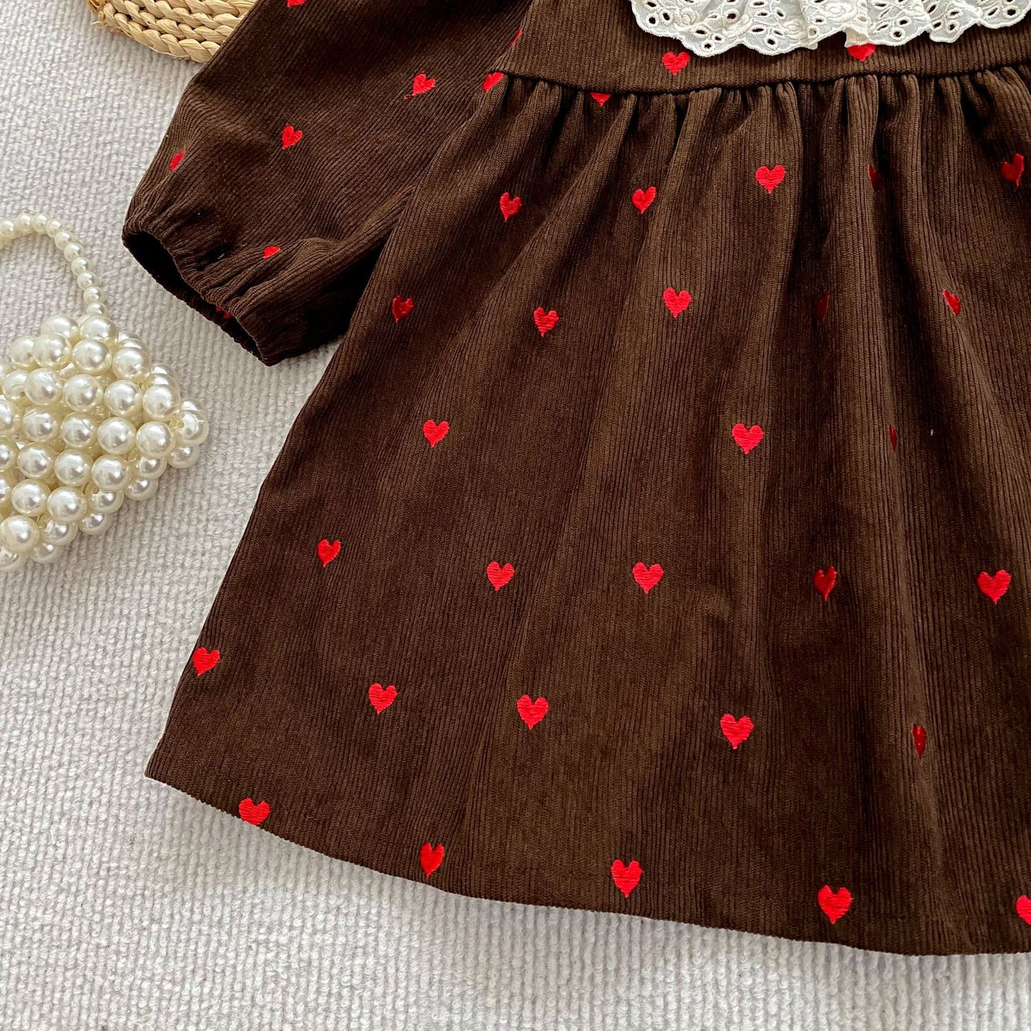 MyKids-USA® Autumn Arrival Baby Kids Girls Long Sleeves Cute Hearts Printed Dress