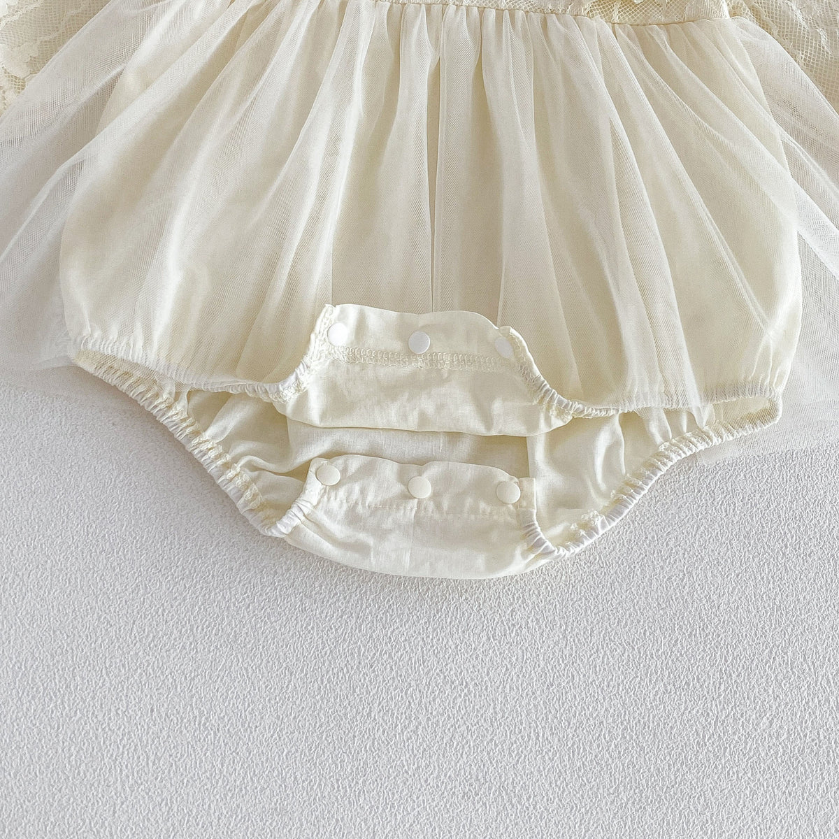 MyKids-USA® Baby Girls Long Sleeves Solid Color Tulle Bodysuit Dress