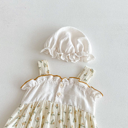 Summer Arrival Baby Girls Sleeveless Flowers Pattern Strap Bodysuit, MyKids-USA®, Bodysuits, MyKids-USA -  -  -  -  -  -  - .