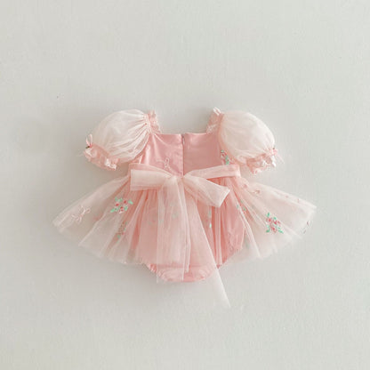 Summer Arrival Baby Girls Flowers Embroidered Tulle Design Short Sleeves Onesies, MyKids-USA®, Baby One-Pieces, MyKids-USA -  -  -  -  -  -  - 