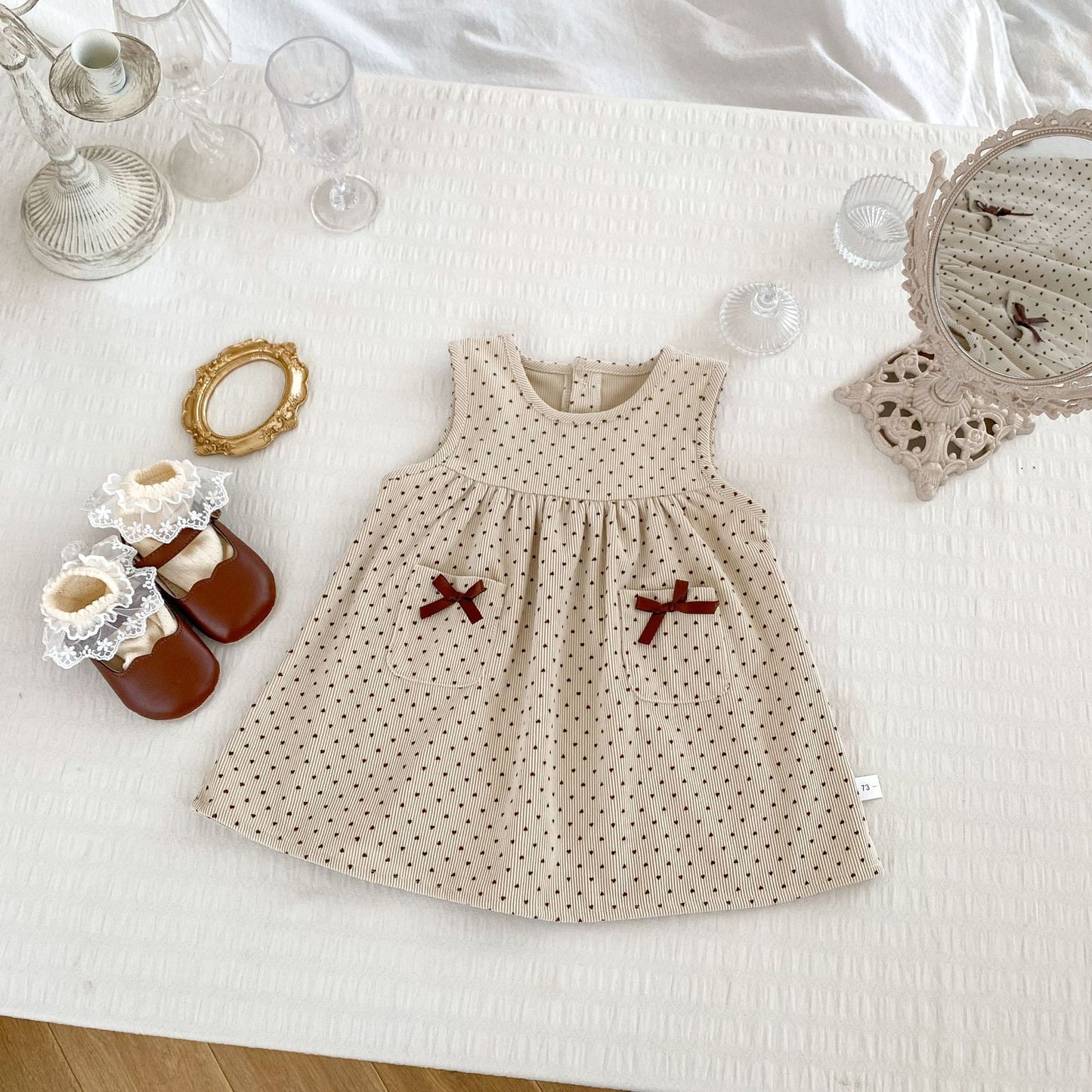 Autumn Baby Girls Long Sleeves Simple Knitted Top and Dots Pattern Sleeveless Dress – Clothing Set, MyKids-USA®, Baby & Toddler Dresses, MyKids-USA - Size/Age - 73 (6-9M) - Color - Beige -  -  - TR2409031017-A