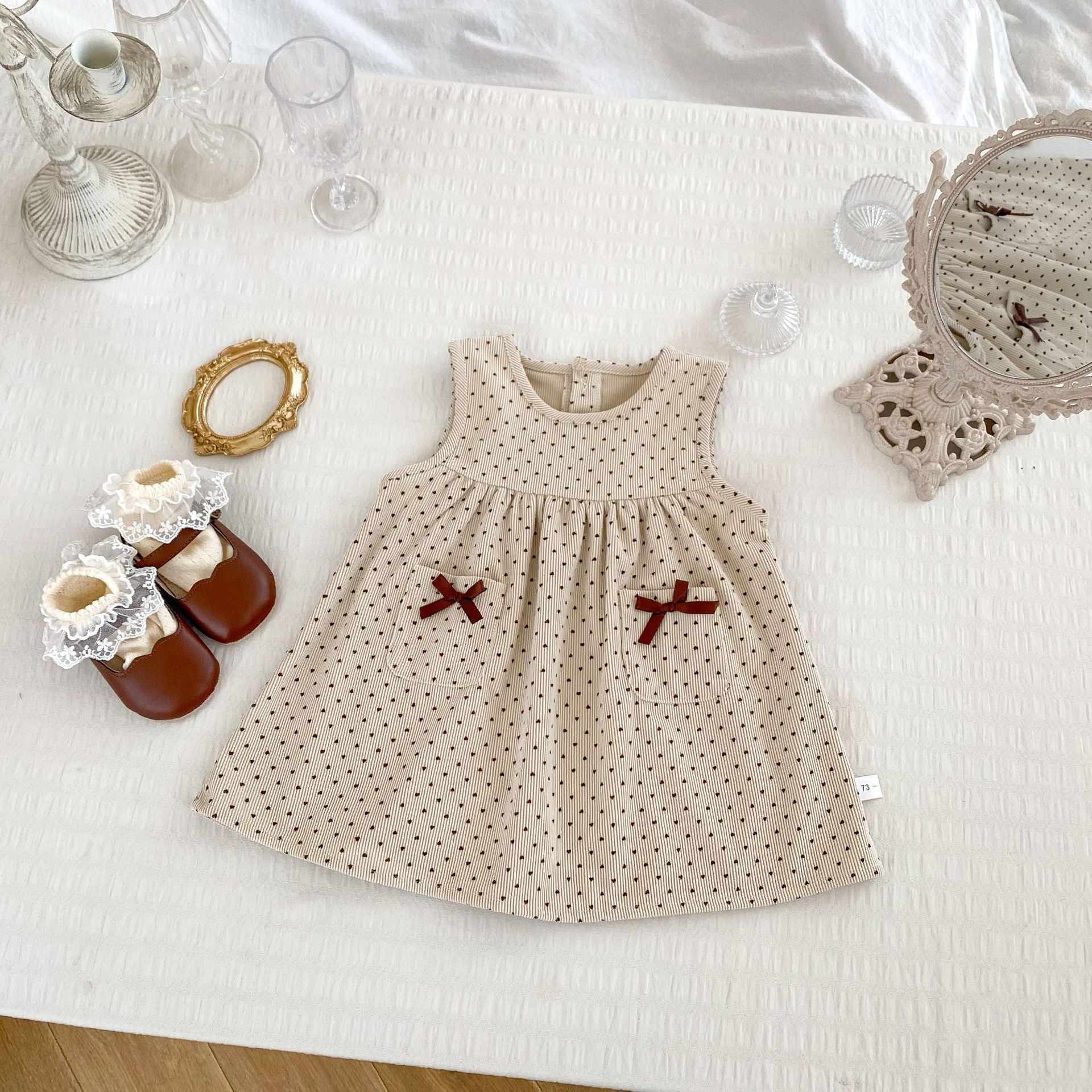 Autumn Baby Girls Long Sleeves Simple Knitted Top and Dots Pattern Sleeveless Dress – Clothing Set, MyKids-USA®, Baby & Toddler Dresses, MyKids-USA - Size/Age - 73 (6-9M) - Color - Beige -  -  - TR2409031017-A