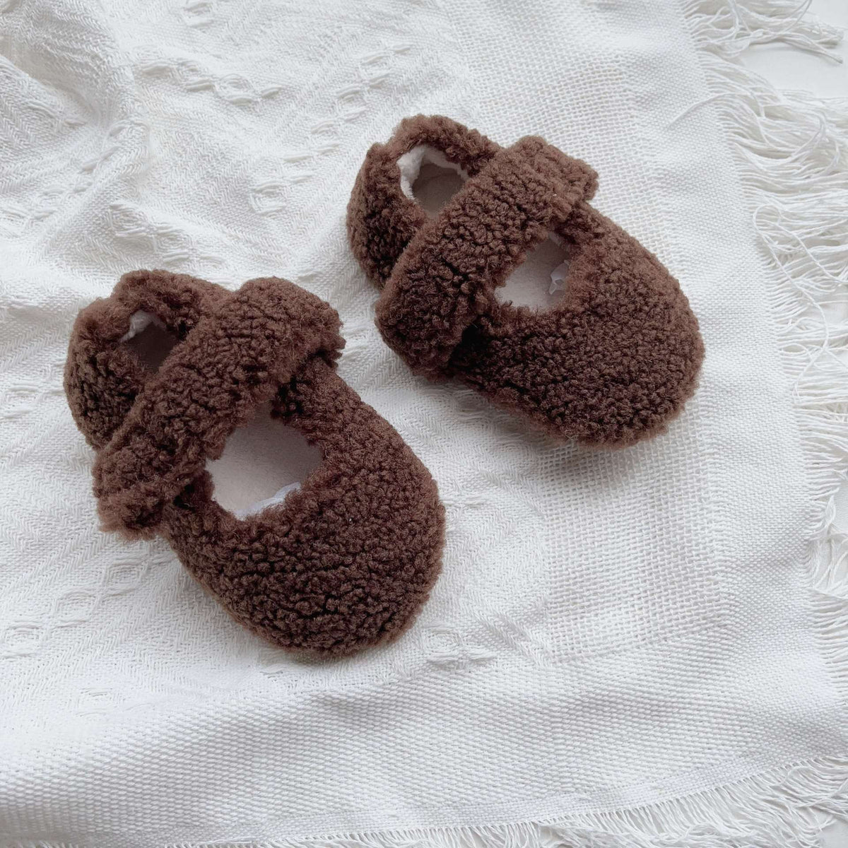 Infant Baby Solid Color Plush Warm Shoes In Winter, MyKids-USA®, Shoes, MyKids-USA - Size/Age - insole length 11.00 cm - Color - Coffee -  -  - QQ2310121002-C.