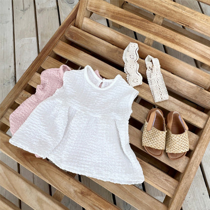 Summer Hot Selling Baby Kids Girls Sleeveless Solid Color Princess Plaid Dress, MyKids-USA®, Baby & Toddler Dresses, MyKids-USA - Size/Age - 73 (6-9M) - Color - Beige -  -  - TR2505122343-A