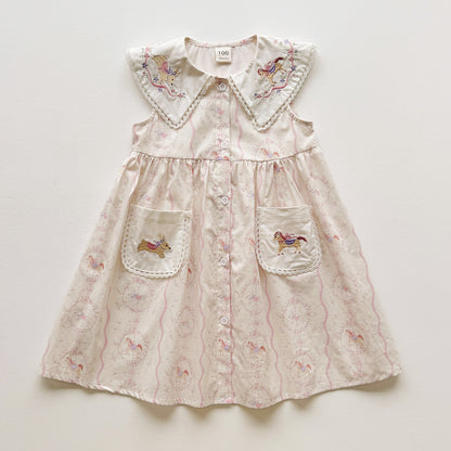 Summer Arrival Baby Girls Sleeveless Cartoon Embroidery Pattern Dress, MyKids-USA®, Baby & Children's Dresses, MyKids-USA - Size/Age - 90 (12-24M) - Color - Apricot -  -  - TR2603312357-A.