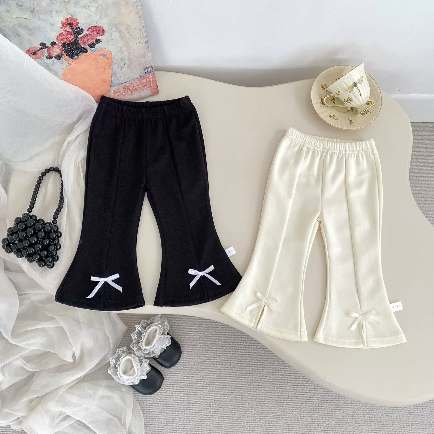 Autumn Arrival Modern Baby Kids Girls Butterfly-bow Decorated Flared Pants, MyKids-USA®, Trousers, MyKids-USA -  -  -  -  -  -  - 