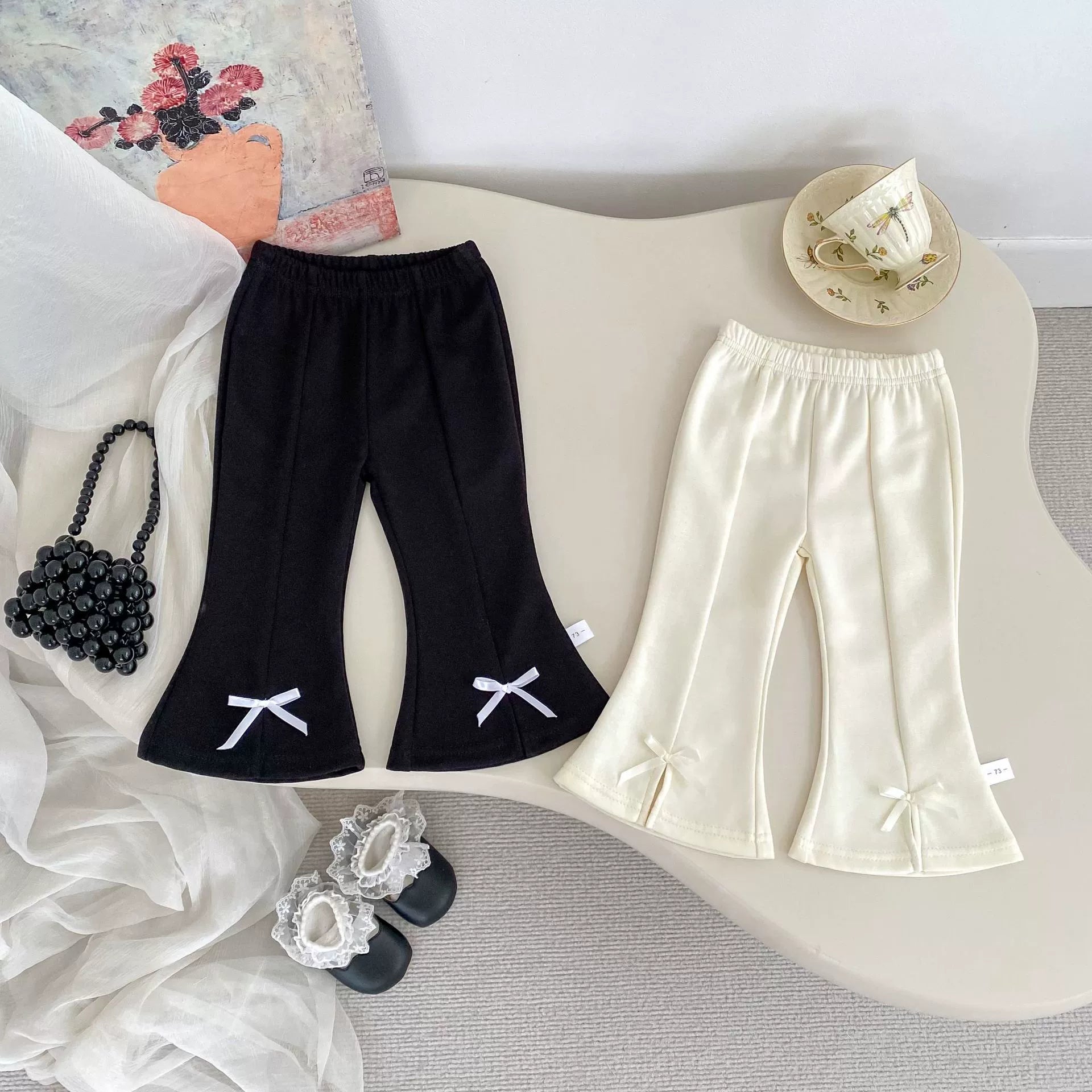 Autumn Arrival Modern Baby Kids Girls Butterfly-bow Decorated Flared Pants, MyKids-USA®, Trousers, MyKids-USA -  -  -  -  -  -  - 