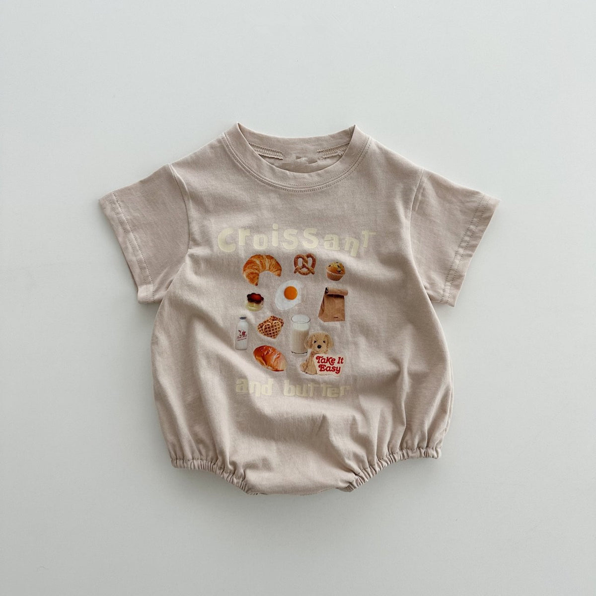 Rabbit Style Print Pattern Round Neck T-Shirt & bodysuit, MyKids-USA®, Baby One-Pieces, MyKids-USA - Size/Age - 66 (3-6M) - Color - Grey -  -  - JM2306221841-B.