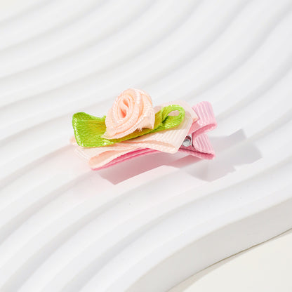 Girls’ Baby Woven Ribbon Bow Mesh Flower Hair Clip for Gentle Hair Clipping, MyKids-USA®, Hair Pins, Claws & Clips, MyKids-USA - Size/Age - Average Size (0-8Y） - Color - Pink -  -  - TR2411241533-F.