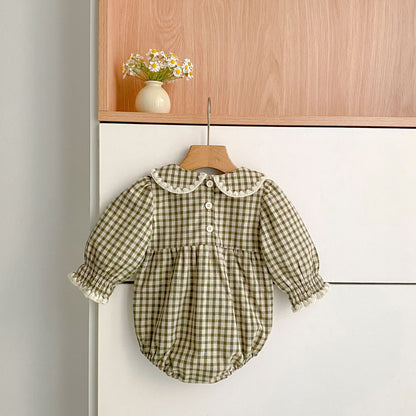 Arrival Spring and Autumn Plaid Pattern Baby Kids Girls Onesies and Dress – Princess Sister Matching Set