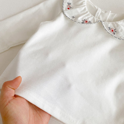 Autumn Arrival Baby Girls Flowers Embroidered Pattern Long Sleeves Top with Collar, MyKids-USA®, Baby & Toddler Tops, MyKids-USA -  -  -  -  -  -  - 