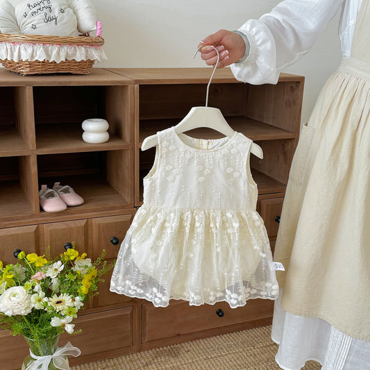 Design Summer Baby Kids Girls Sleeveless Flowers Embroidery Pattern Bodysuit Dress, MyKids-USA®, Baby & Children's Dresses, MyKids-USA - Size/Age - 66 (3-6M) - Color - Apricot -  -  - TR2605302327-A.