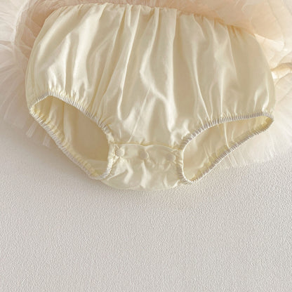 Spring Arrival Baby Girls Long Sleeves Tulle Decorated Patchwork Design Bodysuit Dress, MyKids-USA®, Bodysuits, MyKids-USA -  -  -  -  -  -  - .