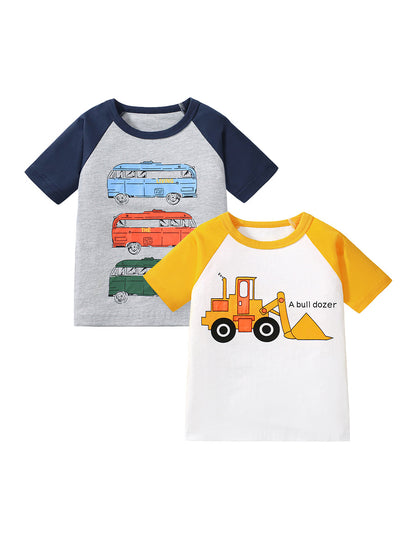 Boys’ Vehicles Cartoon Pattern Short Sleeves T-shirt in European and American Style for Summer, MyKids-USA®, Baby & Toddler Tops, MyKids-USA -  -  -  -  -  -  - 