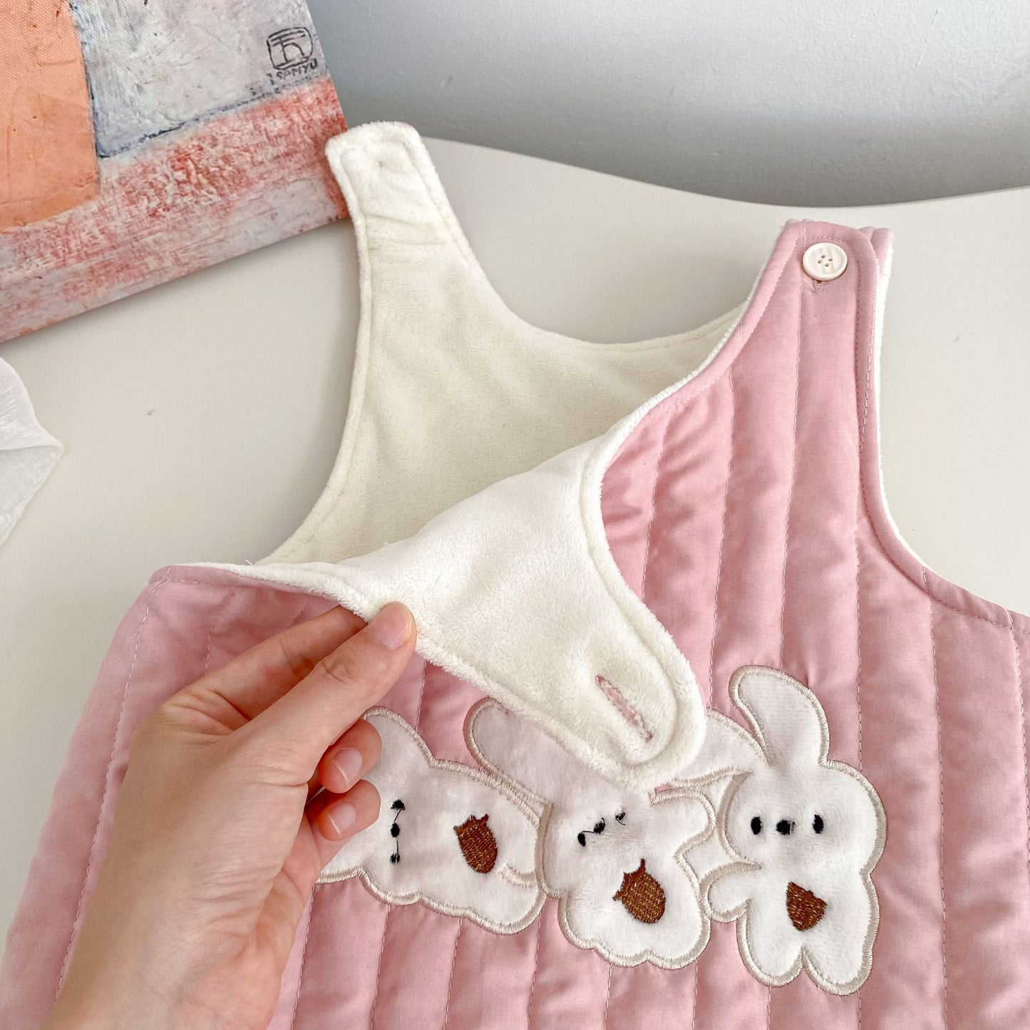 Winter and Autumn Baby Kids Girls Long Sleeves Solid Color Top and Rabbits Pattern Sleeveless Cotton-Padded Overalls Clothing Set, MyKids-USA®, Baby & Toddler Outfits, MyKids-USA -  -  -  -  -  -  - 