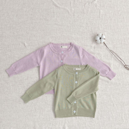Arrival Summer Baby Kids Unisex Solid Color Knitted Thin Cardigan