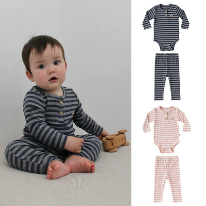 Autumn Arrival Baby Unisex Long Sleeves Casual Striped Crew Neck Onesies and Pants Clothing Sets, MyKids-USA®, Baby & Toddler Outfits, MyKids-USA -  -  -  -  -  -  - 