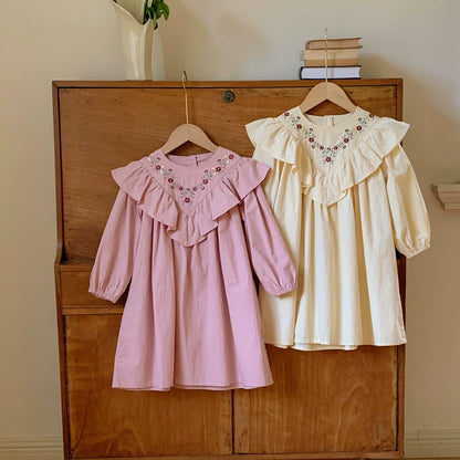 Autumn Arrival Baby Kids Girls Flowers Embroidered Pattern Long Sleeves Dress, MyKids-USA®, Baby & Toddler Dresses, MyKids-USA -  -  -  -  -  -  - 