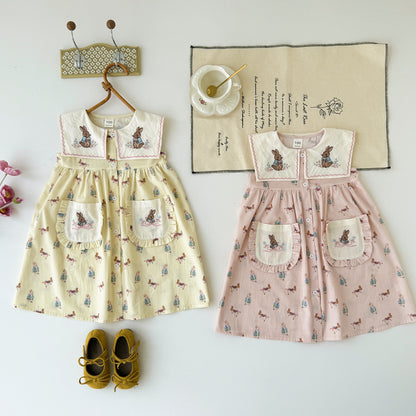 Summer Arrival Baby Girls Sleeveless Vintage Animals Cartoon Pattern Dress, MyKids-USA®, Baby & Children's Dresses, MyKids-USA -  -  -  -  -  -  - .