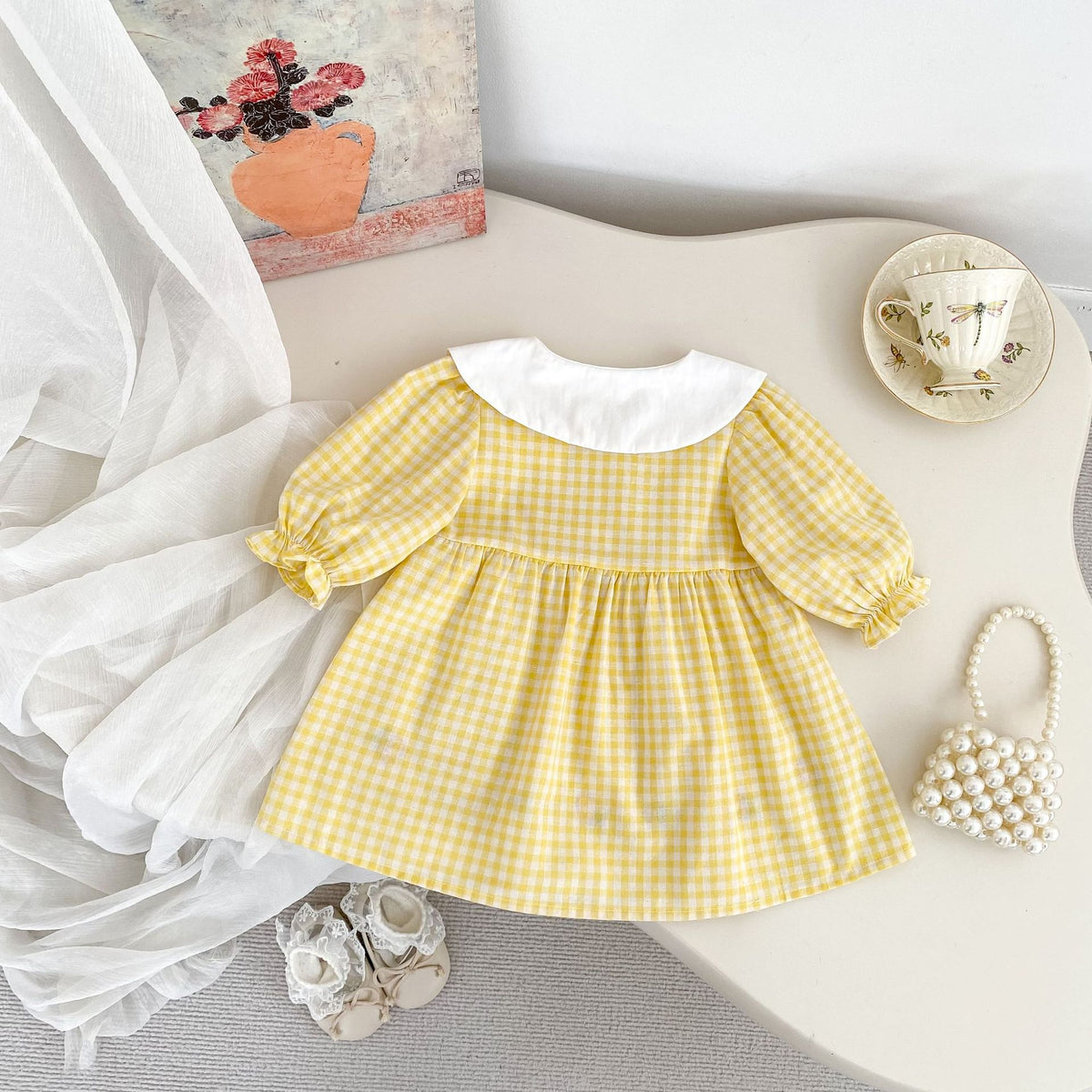 MyKids-USA® Baby Long Sleeves Cute Flowers Embroidered Dress