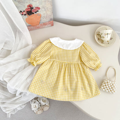 MyKids-USA® Baby Long Sleeves Cute Flowers Embroidered Dress