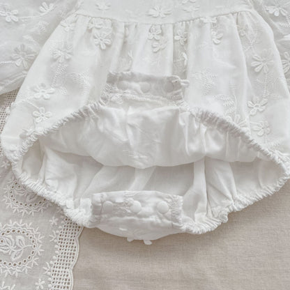 Arrival Spring and Autumn Flowers Pattern Baby Kids Girls Solid Color Onesies and Dress – Princess Sister Matching Set