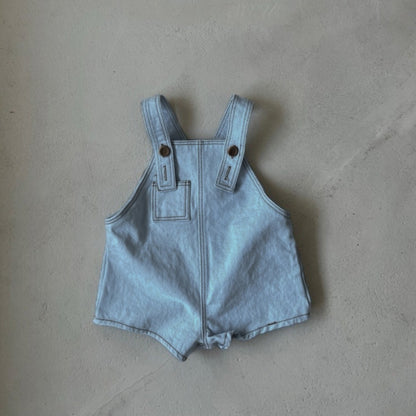 Summer and Spring Arrival Baby Unisex Solid Color Denim Sleeveless Bodysuit Overalls, MyKids-USA®, Bodysuits, MyKids-USA - Size/Age - 66 (3-6M) - Color - Blue -  -  - TR2603202319-A.