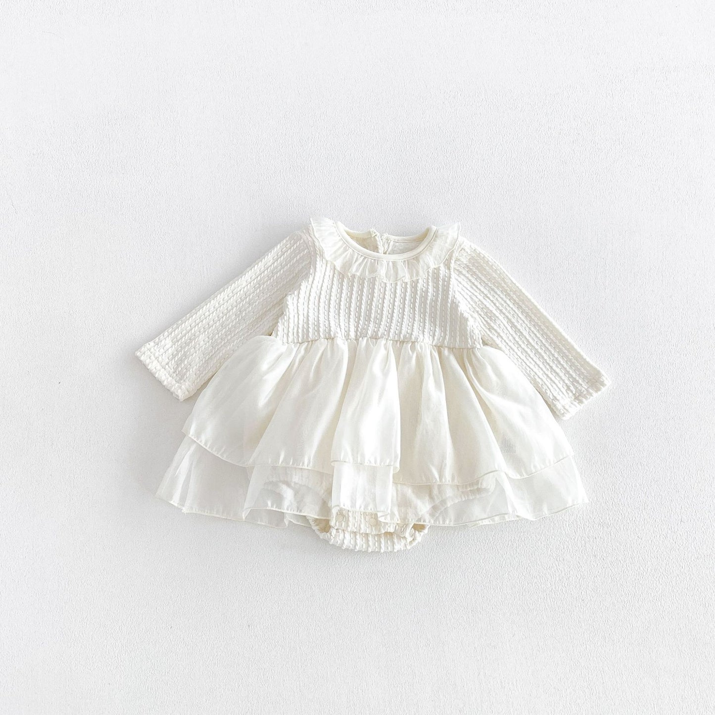 MyKids-USA® Autumn Arrival Baby Girls Long Sleeves Simple Color Patchwork Bodysuit Dress