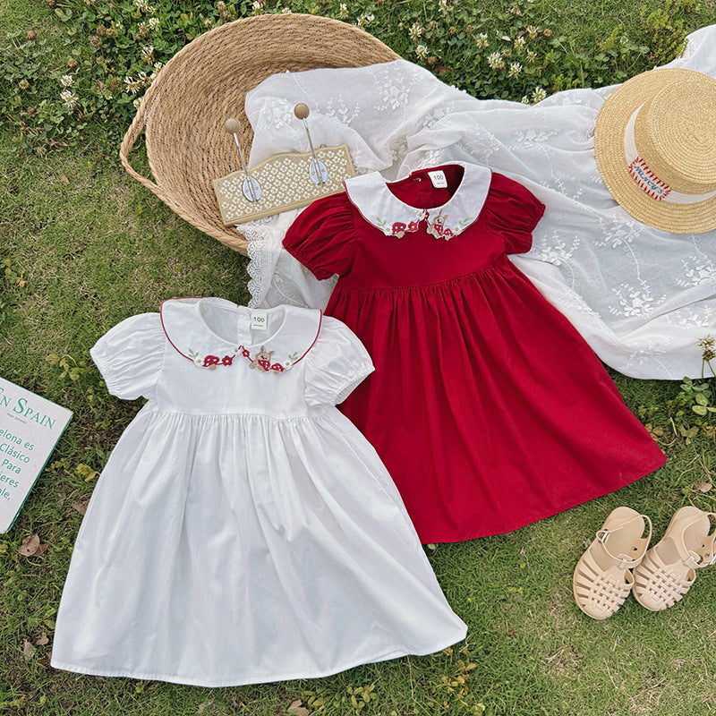 Summer Arrival Baby Girls Short Sleeves Flowers and Fruits Pattern Collar Dress, MyKids-USA®, Baby & Children's Dresses, MyKids-USA -  -  -  -  -  -  - .