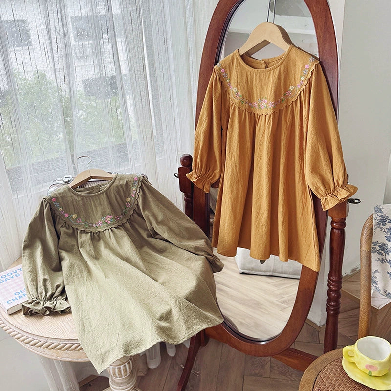 Arrival Autumn Girls Flowers Embroidery Pattern Long Sleeves Dress, MyKids-USA®, Baby & Toddler Dresses, MyKids-USA -  -  -  -  -  -  - 