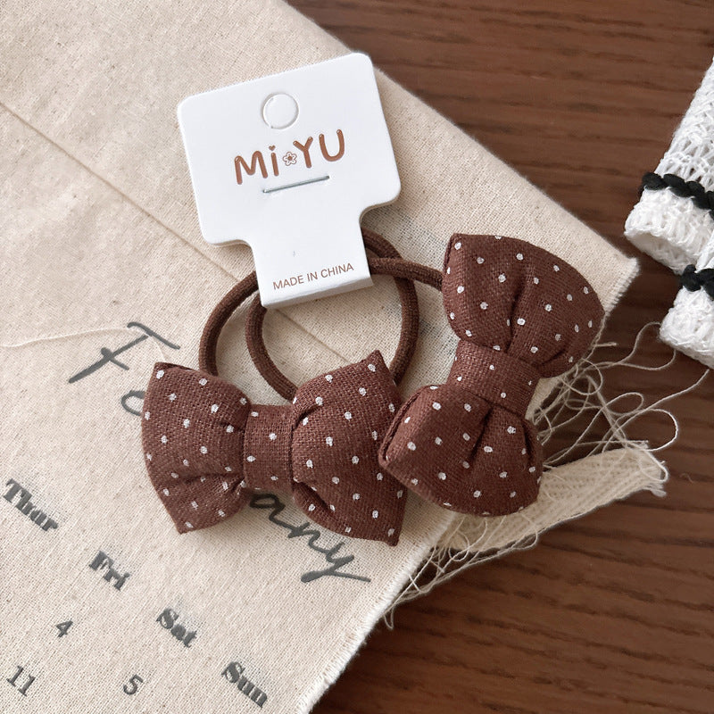 Collection of 2 Versatile Cute Butterfly-bow Shape Decorated Hair Ties, MyKids-USA®, Ponytail Holders, MyKids-USA - Size/Age - Average Size (0-12Y） - Color - Coffee -  -  - TR2603171010-E.