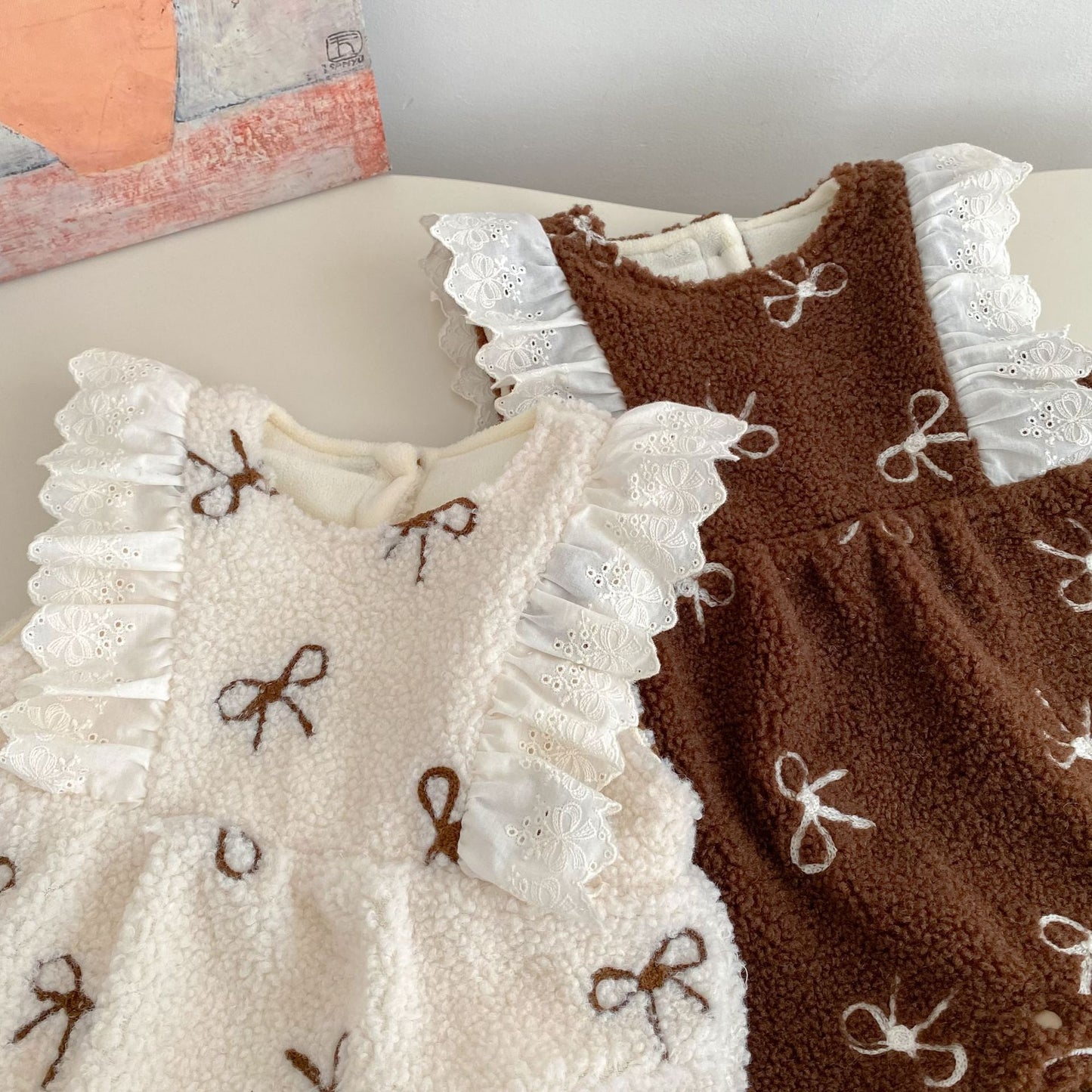 Winter Arrival Baby Girls Sleeveless Geometric Pattern Fluffy Warm Rompers, MyKids-USA®, Baby One-Pieces, MyKids-USA -  -  -  -  -  -  - 