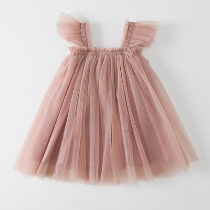Summer Baby Kids Girls Fly Sleeves Plain Tulle Strap Dress, MyKids-USA®, Baby & Children's Dresses, MyKids-USA - Size/Age - 80 (9-12M) - Colo - Pink -  -  - TR2605152311-C.