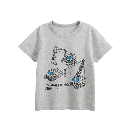 Summer Boys’ Cartoon and Letters Pattern Grey T-shirt in European and American Style, MyKids-USA®, T-Shirts, MyKids-USA - Size/Age - 90 (12-24M) - Color - Grey -  -  - TR2604141740-A.