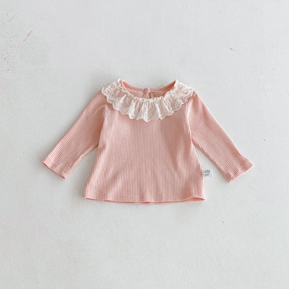 Winter and Autumn Baby Kids Girls Long Sleeves Lace Trim Top and Floral Sleeveless Overalls Clothing Set, MyKids-USA®, Baby & Toddler Outfits, MyKids-USA -  -  -  -  -  -  - 