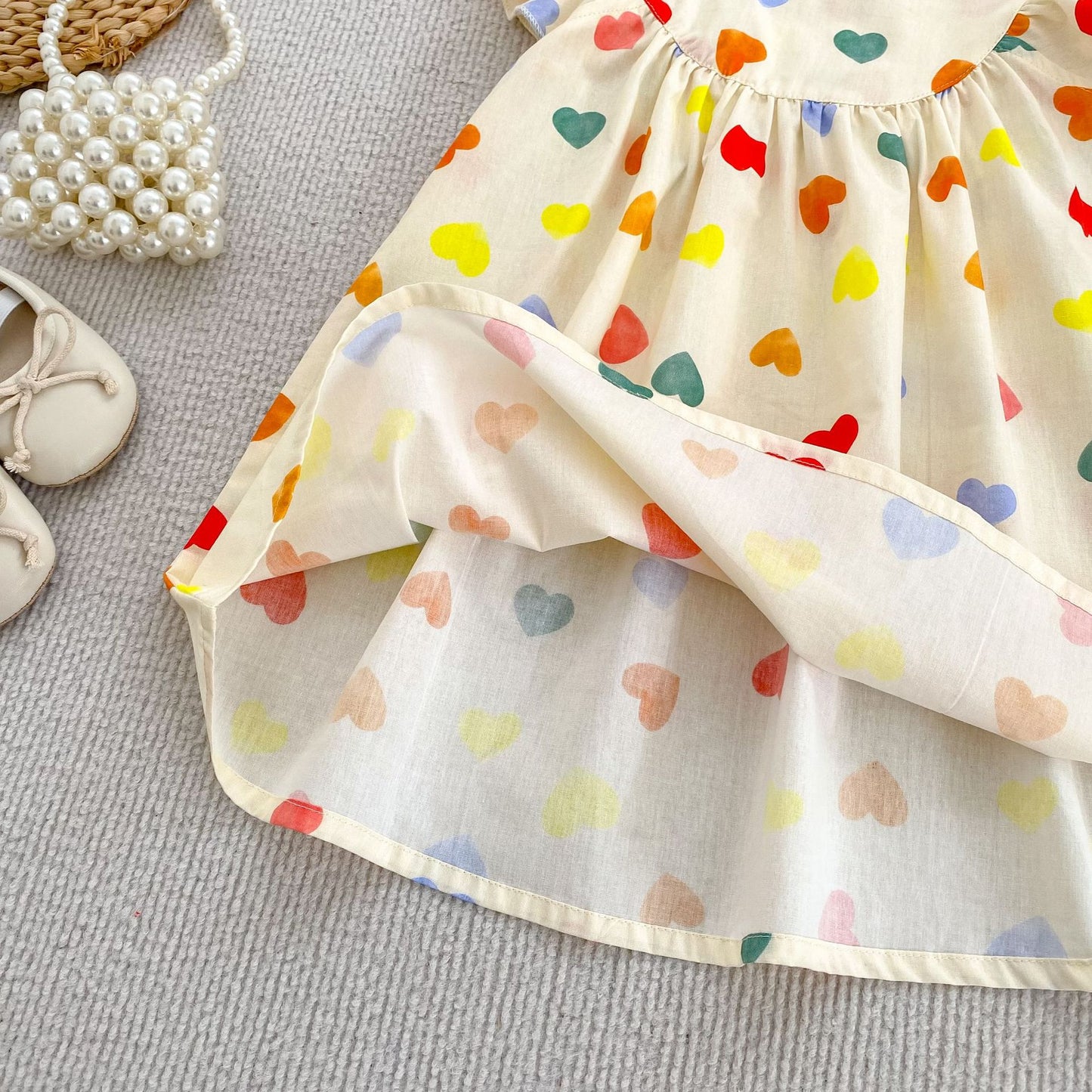 Summer Girls Simple Colorful Hearts Pattern Fly Sleeves Onesies and Girls’ Dress – Princess Sister Matching Set, MyKids-USA®, Baby One-Pieces, MyKids-USA -  -  -  -  -  -  - 