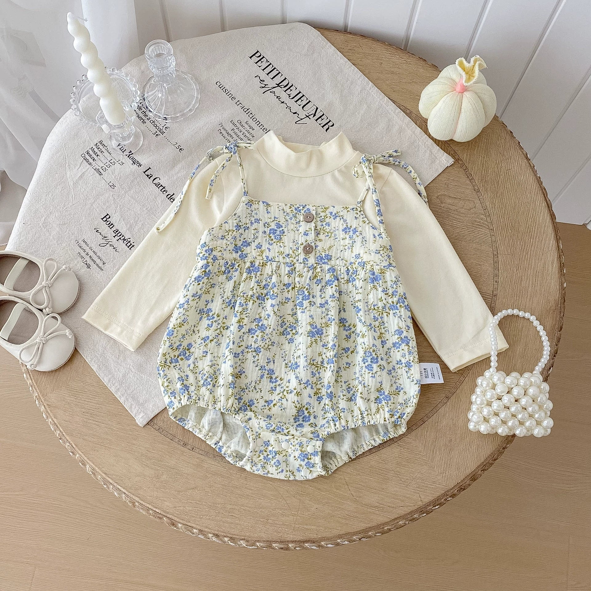 Autumn Hot Selling Baby Girls Beige Floral Pattern Long Sleeves Color Patchwork Onesies Bodysuits, MyKids-USA®, Baby One-Pieces, MyKids-USA -  -  -  -  -  -  - 